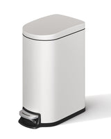 Garvee 2.6 Gallon Bathroom Trash Can, Slim Stainless Steel Step-On Garbage Bin, White, Compact Space-Saving Design - White