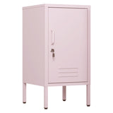 Garvee Metal Locker End Table with 2 Adjustable Shelves, Anti-Tilt Design, Multi Storage Cabinet for Living Room Bedroom, 27.55”H x 13.78”W x 14.96”D, Pink - Pink