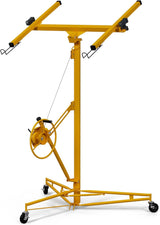 Garvee 16 Ft Drywall Panel Lift Heavy-Duty Steel Sheetrock Hoist With Telescopic Arm And Locking Wheels For High Ceilings 150 LBS Black - Yellow