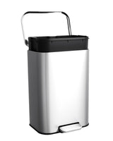 Garvee 13 Gal Kitchen Trash Can, Stainless Steel Step Garbage Can with Soft-Close Lid, Rectangular Silver Bin for Living Room & Office - Silver