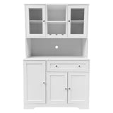 Garvee Kitchen Credenza 173 cm with Bottle Holder & Drawer, Engineered Wood, Glass Doors, Adjustable Shelves, Modern White Dining Room Buffet