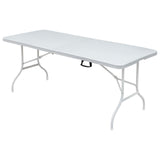 Garvee 6 Foot Folding Portable Table - Plastic Foldable Table with Carrying Handle for Dining, Picnic, Party, Camping - White