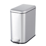 Garvee Bathroom Trash Can with Lid, 3.2 Gallon Stainless Steel Garbage Can, Small Step Wastebasket for Toilet Bedroom Office, Silver, Slim Design