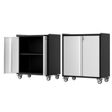 Garvee Heavy Duty Garage Storage Cabinet with Wheels, Adjustable Shelf, Lockable Doors for Home Office Workshop, Rust Resistant Steel, Black