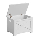 Garvee Storage Bench MDF With X-Pattern Legs, Spacious Durable, Matte White, 60×40×45 cm, Hallway Bedroom