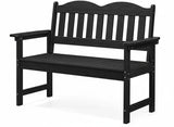 Garvee Garden Bench 2-Person Poly Lumber Patio Bench Acacia Wood Slatted Outdoor Loveseat for Yard Garden Porch Park, Durable, Comfortable, Rust-Resistant - Charcoalblack