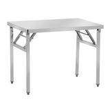 Garvee Stainless Steel Worktable Folding Prep Station with Adjustable Metal Feet for Commercial Kitchens and Restaurants, Foldable, Durable, Silver