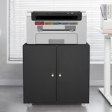 Garvee Metal Printer Stand with File Storage Cabinet on Wheels for Home Office, Adjustable Shelf, Steel, Black