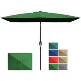Garvee 10' x 6.5' Rectangular Patio Umbrella with Crank and Push Button Tilt for Garden, Deck, Lawn, Pool - Dark Green - Dark Green