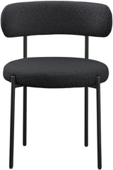 Garvee Dining Chair 2-Pack Bouclé Fabric Cushioned Seat Ergonomic Backrest Metal Legs Black Modern Kitchen Living Room - Schwarz