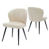Garvee Dining Chairs Set of 2 Ergonomic Leather Upholstered Kitchen Chairs Steel Legs 265lbs Capacity Black - 33Ad-Beige