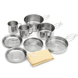 Garvee 8Pcs Stainless Steel Camping Cookware Mess Kit Lightweight Durable Tableware for Outdoor Hiking Backpacking Picnic