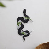 Garvee Snake And Crescent Moon Mirror - Boho Wall Decor - Natural Wood - Functional Mirror - Living Room Bedroom - Elegant Artistic Design