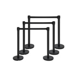 Garvee Crowd Control Stanchion Set Black With 6.6 Ft Retractable Belts, 6 Pack, Durable Steel Posts, Versatile 4-Way Belt System, Stable Fillable Base