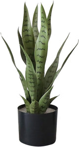 GARVEE Potted Artificial Snake Plant (Sansevieria) - Tropical Faux Silk Plant for Indoor Home, Office, or Bathroom Decor, Green - Tiger Pilan (Green)