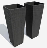 Garvee 2 Pack Large Planters for Indoor Plants with Removable Liners, 24 Inch Tall Black Outdoor Plant Pots and Saucers for Trees and Flowers