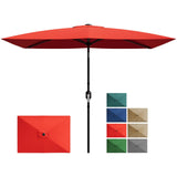 Garvee 10' x 6.5' Rectangular Patio Umbrella with Crank & Push Button Tilt for Garden Deck Lawn Pool - Red - Red