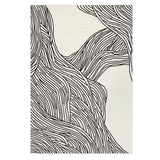Garvee 6x9 Black & White Area Rug, 100% Polyester Faux Wool Low Pile Carpet, Modern Curve Striped Washable Foldable Design with TPR Non Slip Backing, for Living Room Bedroom Dining Room Home Office Decor - Black & White