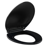 Garvee Elongated Toilet Seat Slow Close Plastic Quick-Release Hinges Black For Bathroom 18.54-19.05in Length - Black
