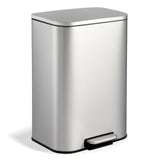 Garvee 5.3 Gallon Stainless Steel Step Trash Can with Soft-Close Lid for Kitchen Office Bathroom, Rectangular Silver - Silver