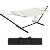 Garvee 2 Person Heavy Duty Double Hammock, With Collapsible Steel Frame – Backyard Oasis & Camping Essential 450lb Support, UV-Resistant + Storage Bag - Off White