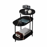 Garvee Modern 3-Tier Side Table Marble Look Sturdy Metal Frame Living Room Bedroom Black