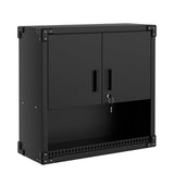 Garvee Wall-Mounted Steel Storage Cabinet With Adjustable Shelves & Secure Lock For Garage And Workshop, Black Rust-Resistant Metal, Durable Organizer