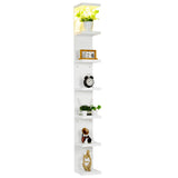 Garvee 7 Tier White Floating Shelves with Remote Control LED Lights for Living Room Entryway Hallway Space-Saving Storage - White