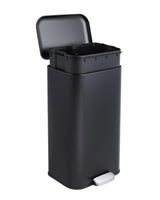 Garvee 8 Gal Kitchen Trash Can, Stainless Steel Step Garbage Can with Soft-Close Lid, Rectangular Black Bin for Living Room & Office - Black