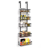Garvee Over The Door Pantry Organizer Heavy-Duty Metal Hanging Kitchen Spice Rack Narrow Pantry Door Organizer Adjustable Rust-Resistant Coating - 5 Layers