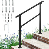 Garvee Handrails for Outdoor Steps, 3 Step Handrail Fit 2 or 3 Steps Outdoor Stair Railing, Metal Porch Railing, Deck Handrail, Aluminium Alloy Hand Rails kit for Concrete, Porch Steps -3 Steps