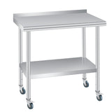 Garvee Stainless Steel Work Table with Raised Edges & Adjustable Shelf for Kitchen & Outdoor, 30x24 Inch, Durable Metal - Silver-1