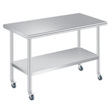 Garvee Stainless Steel Prep Table With Backsplash Adjustable Undershelf 60x24 in Silver Heavy Duty
