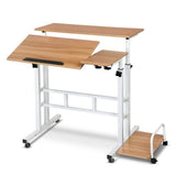 Garvee Small Standing Desk with Wheels, Mobile Stand Up Desk, Adjustable Height, Portable, Black for Home Office School - Light Walnut