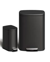 Garvee Metal Trash Can Set 50L & 10L Rustproof Stainless Steel Pedal Soft-Close Lid Kitchen Bathroom Silver Compact - Schwarz