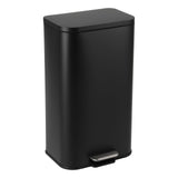 Garvee 13.2 Gallon Stainless Steel Step Trash Can with Soft-Close Lid & Removable Inner Bucket for Kitchen Office Bathroom, Black, Rectangular - Black