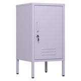 Garvee Metal Locker End Table with Adjustable Shelves, Anti-Tilt Design, Multi Storage Cabinet for Living Room Bedroom, 27.55”H x 13.78”W x 14.96”D, Purple - Purple