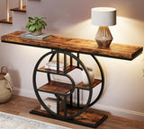 Garvee 55" Entryway Table Industrial Narrow Sofa Table with Storage for Living Room 55 Inch Black