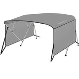 Garvee 4 Bow Bimini Tops for Boat Cover with 1" Aluminum Alloy Frame, Adjustable Rear Support Poles, Gray 8'L x 54" H x 79"-84" W