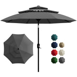 Garvee 10Ft 3-Tier Patio Umbrella With Vents Outdoor Table Umbrella Gray For Pool Deck Yard Garden - Gray