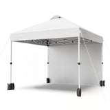 Garvee 10x10 Pop Up Canopy With Removable Sidewall For Camping Picnic Beach, White, Portable Instant Shelter - White Iron Pipe + White Cloth