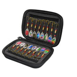 Garvee 16-Piece Fishing Spinner Lures Set - Foam Core Material - Durable Double-Sided Hard Case - Black - Freshwater & Saltwater Fishing