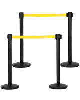 Garvee Crowd Control Stanchion Set 4 Pack with Retractable Belt, Heavy Duty Barrier for Events, Bank, Hotel, 6.6 ft Yellow Belt