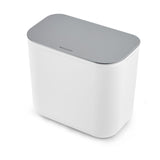 Garvee 1.8 Gallon Hanging Trash Can with Stainless Steel Lid for Kitchen Cabinet Door Mounted, Food Waste Container, Space-Saving, Odor-Locking, Easy Clean - White