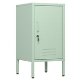 Garvee Metal Locker End Table with 2 Adjustable Shelves, Anti-Tilt Design, Multi Storage Cabinet for Living Room Bedroom, 27.55”H x 13.78”W x 14.96”D, Green - Green