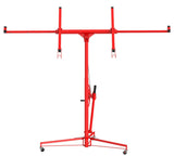 Garvee Drywall Lift 11 ft Sheetrock Lift Panel Hoist with 150 LBS Capacity, 360° Adjustable Telescopic Arm & 3 Lockable Wheels, Red, Heavy-Duty Construction