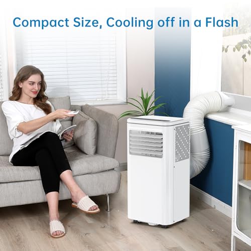 Garvee 10000 BTU Portable Air Conditioner, 3-In-1 AC Unit with Cooling, Dehumidifier & Fan, for Rooms Up to 450 Sq.Ft, Includes LCD Display & Remote Control, for Bedroom, Office, Dorm, White
