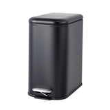 Garvee Bathroom Trash Can with Lid, 3.2 Gallon Stainless Steel Garbage Can, Small Step Wastebasket for Toilet Bedroom Office, Black, Slim Design - Black