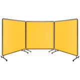 Garvee 3 Panel 6x6 FT Vinyl Welding Screen with Frame, Flame-Resistant PVC, Lockable Swivel Wheels, Yellow, Transparent Safety Panel - Yellow
