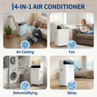 Garvee 14,000 BTU 3-in-1 Portable Air Conditioner with Dehumidifier & Fan, Portable AC Units Cools up to 750 Sq. Ft., Remote Control, Auto Swing, Sleep Mode, White Top